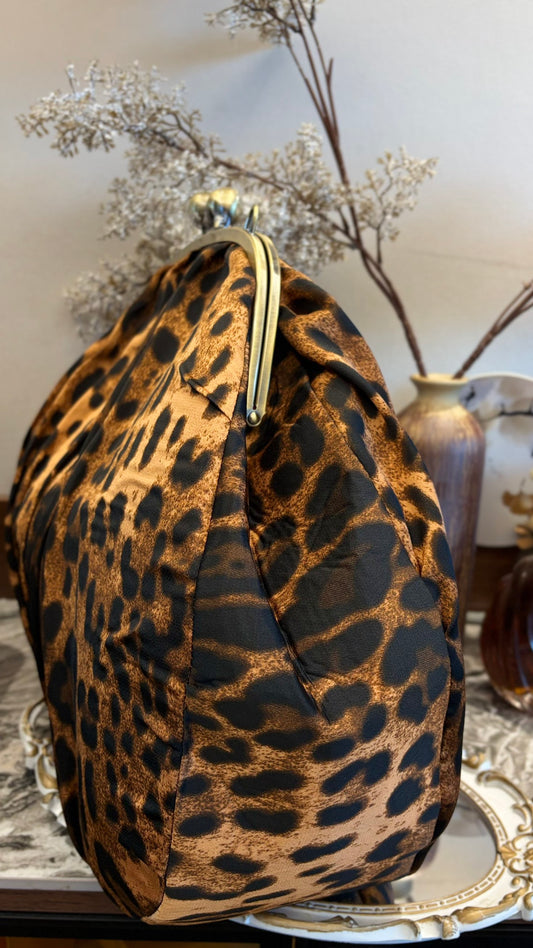 Leopard bag with leopard print brown ochre
