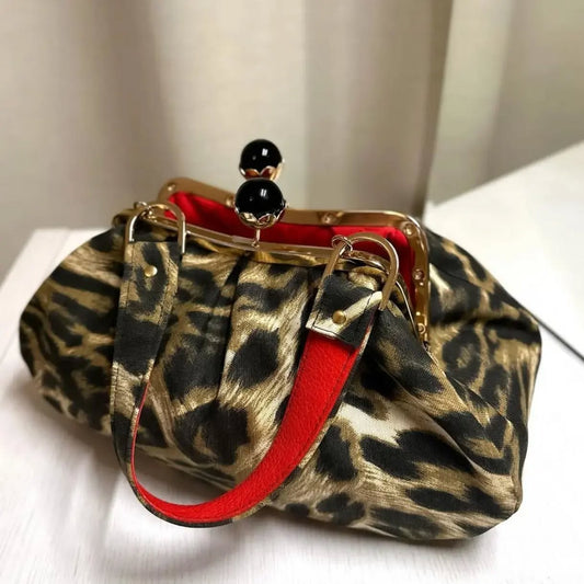 Big Ball Kiss Lock Clutchbag,leopard Bag
