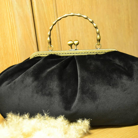 Black Velvet Bag,Puffy Clutch ,36x18x12cm