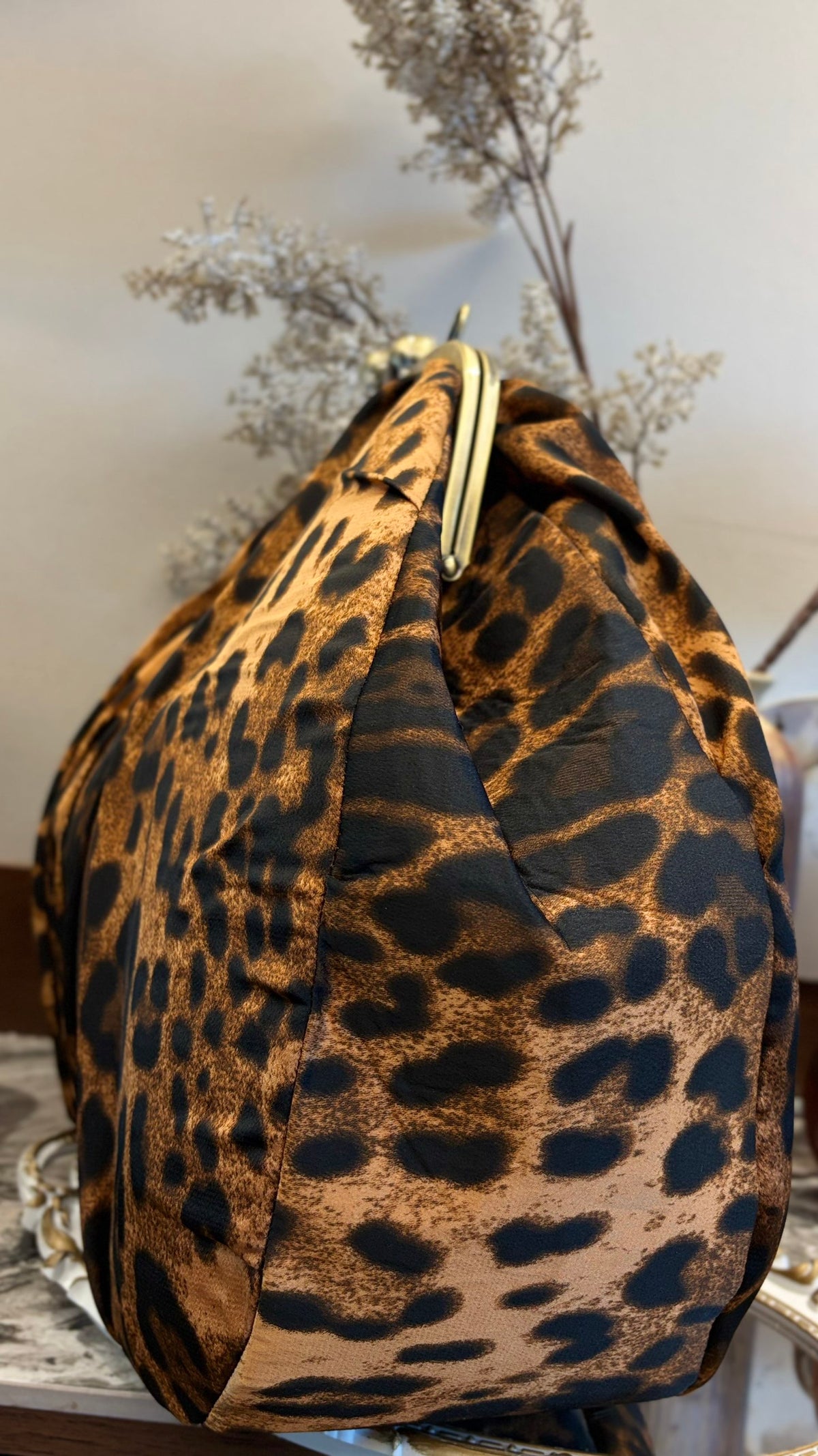 Leopard bag with leopard print brown ochre