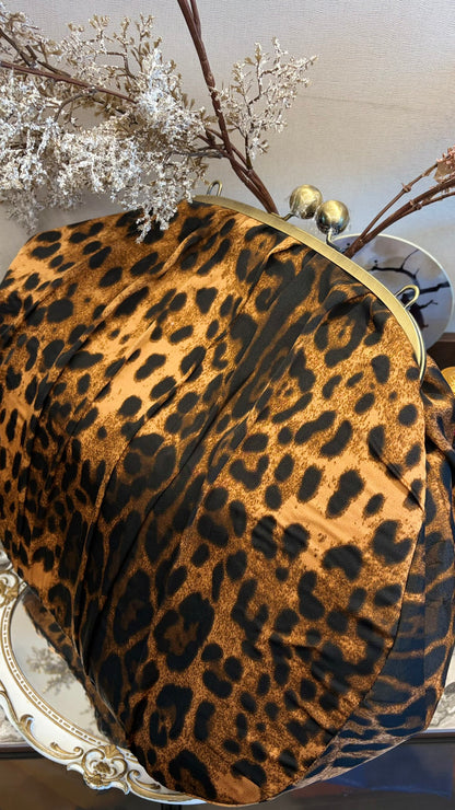 Leopard bag with leopard print brown ochre