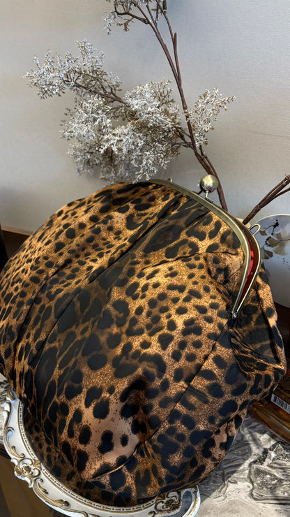 Leopard bag with leopard print brown ochre