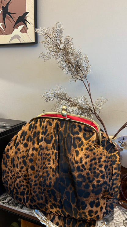 Leopard bag with leopard print brown ochre