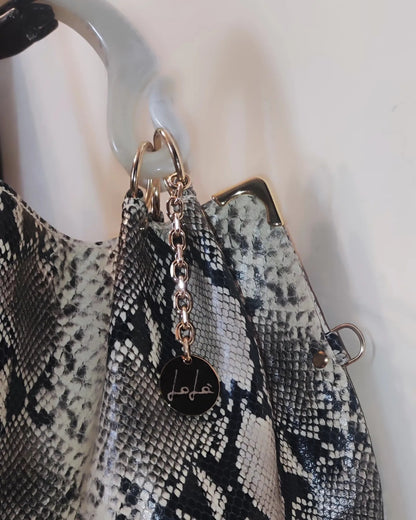 Grayish white snake grain, 49x36cm ,with Resin Tortoiseshell Handle