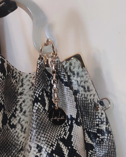 Grayish white snake grain, 49x36cm ,with Resin Tortoiseshell Handle
