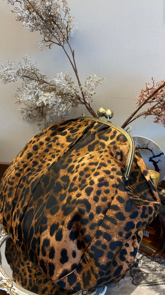 Leopard bag with leopard print brown ochre