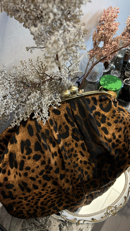 Leopard bag with leopard print brown ochre