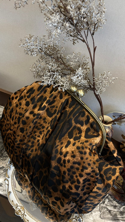 Leopard bag with leopard print brown ochre