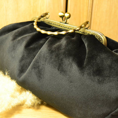 Black Velvet Bag,Puffy Clutch ,36x18x12cm