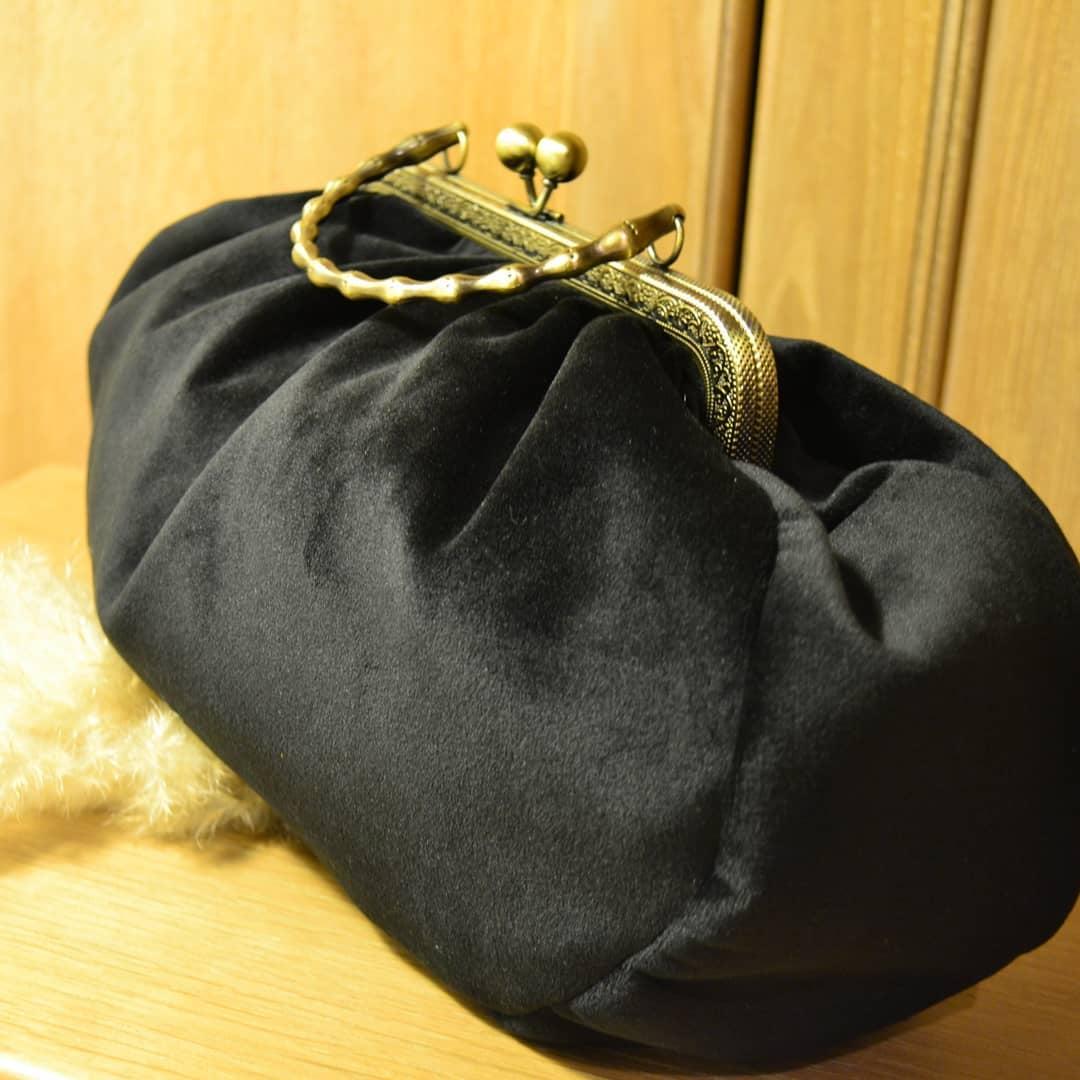 Black Velvet Bag,Puffy Clutch ,36x18x12cm