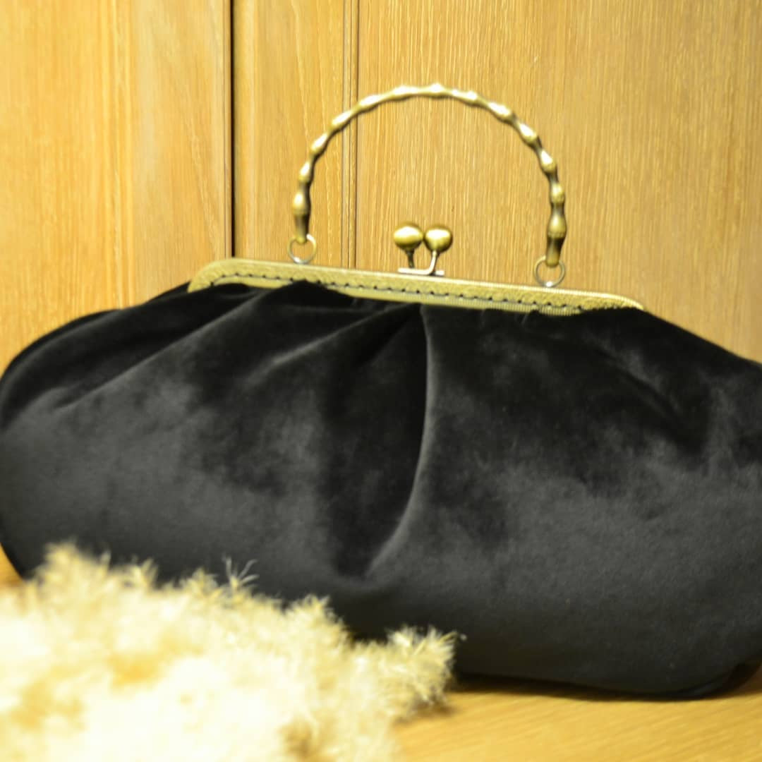 Black Velvet Bag,Puffy Clutch ,36x18x12cm