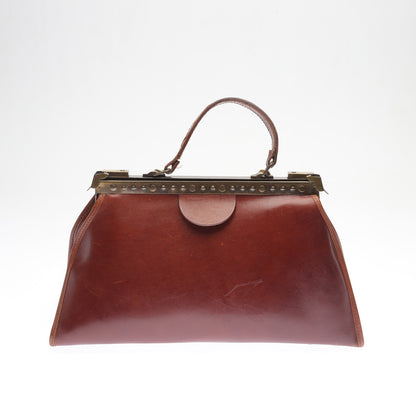 Brown Leather Handcrafted Bag ,Framed Handlebag,43x25x15cm