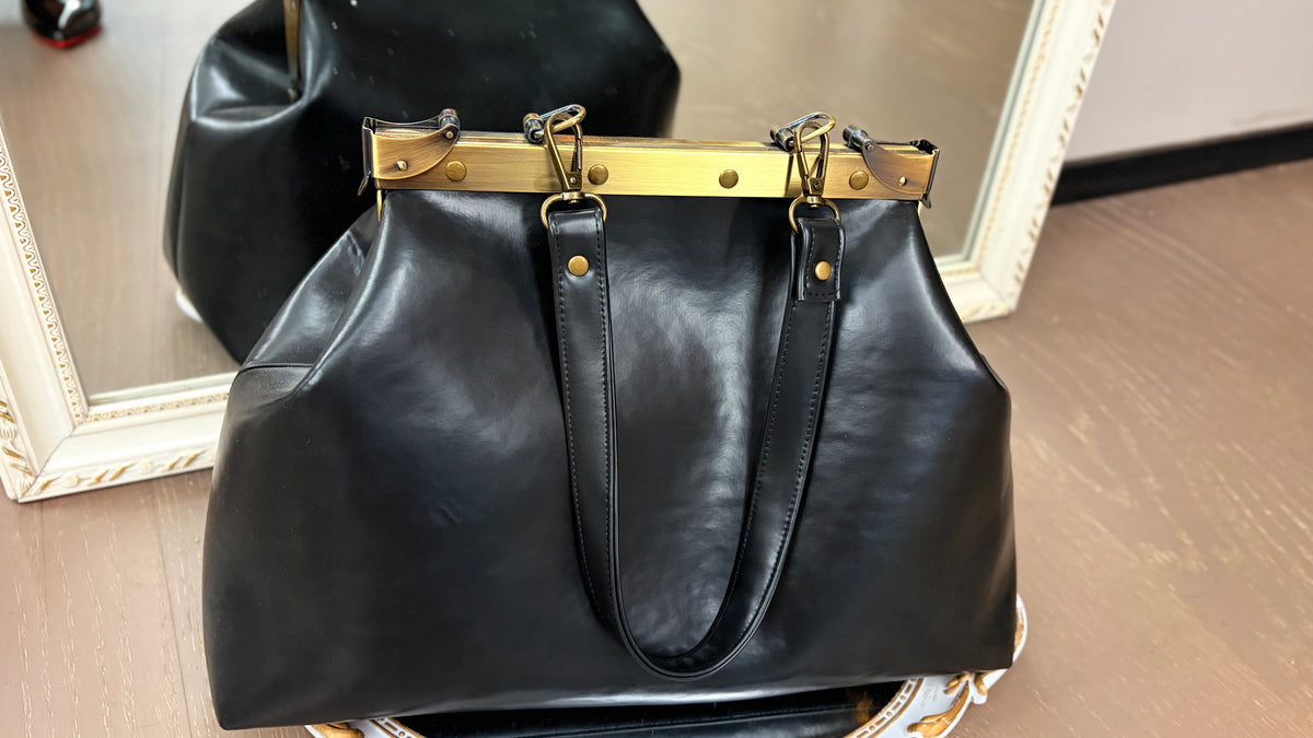 Black Large Paper Bag Leather Black Squash Paper Bag