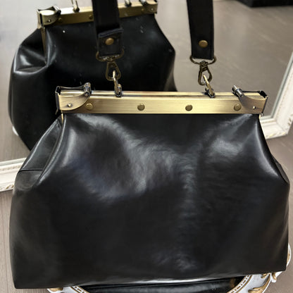 Black Large Paper Bag Leather Black Squash Paper Bag