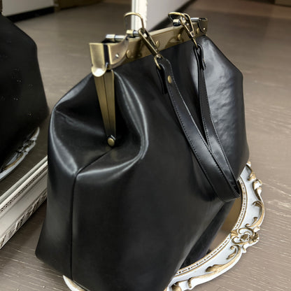 Black Large Paper Bag Leather Black Squash Paper Bag