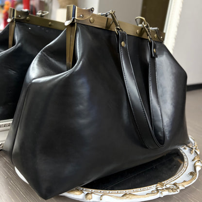 Black Large Paper Bag Leather Black Squash Paper Bag