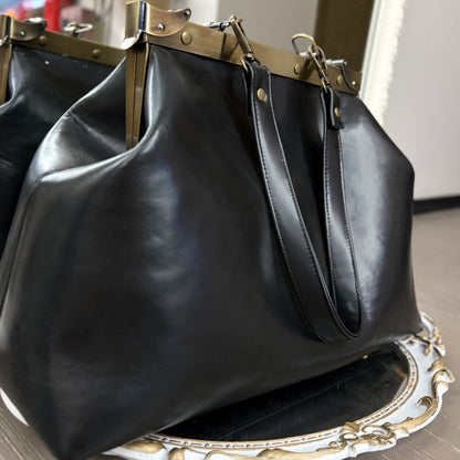Black Large Paper Bag Leather Black Squash Paper Bag