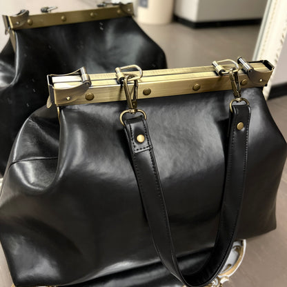 Black Large Paper Bag Leather Black Squash Paper Bag