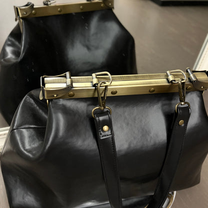 Black Large Paper Bag Leather Black Squash Paper Bag