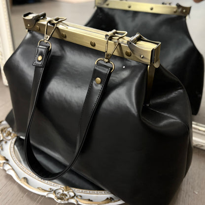 Black Large Paper Bag Leather Black Squash Paper Bag