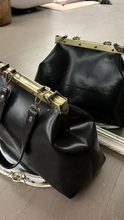 Black Large Paper Bag Leather Black Squash Paper Bag