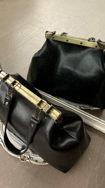 Black Large Paper Bag Leather Black Squash Paper Bag