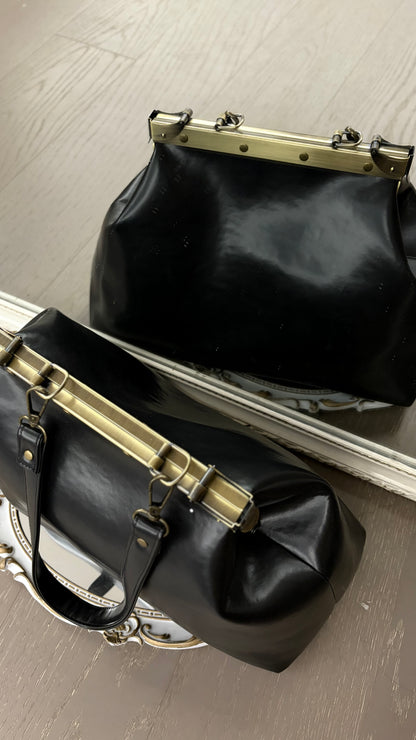 Black Large Paper Bag Leather Black Squash Paper Bag