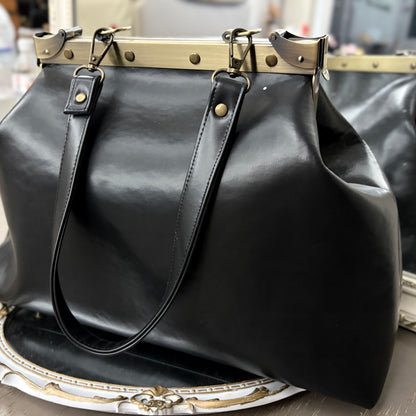 Black Large Paper Bag Leather Black Squash Paper Bag