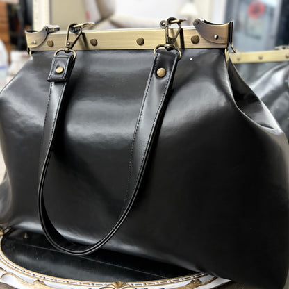 Black Large Paper Bag Leather Black Squash Paper Bag