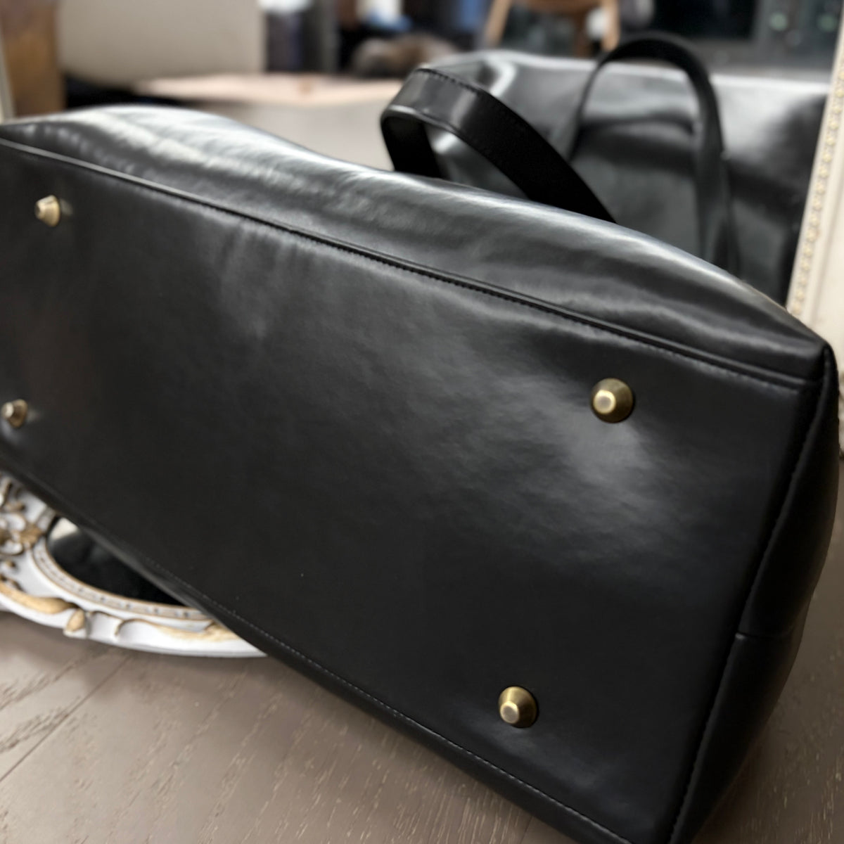 Black Large Paper Bag Leather Black Squash Paper Bag