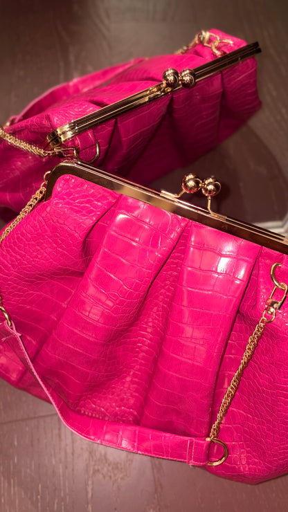 Hot Pink Bag,Puffy Shape Clutch
