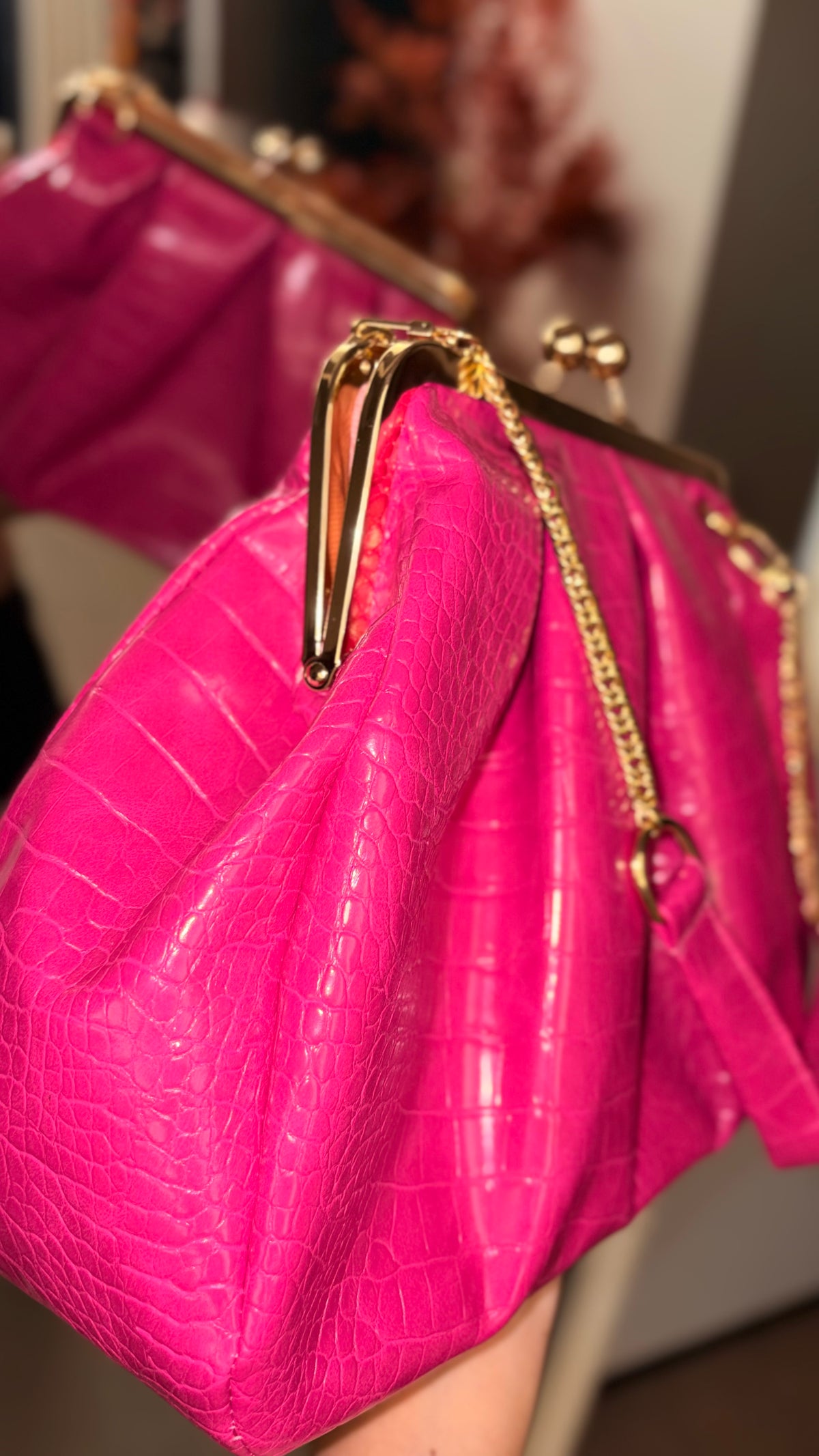 Hot Pink Bag,Puffy Shape Clutch
