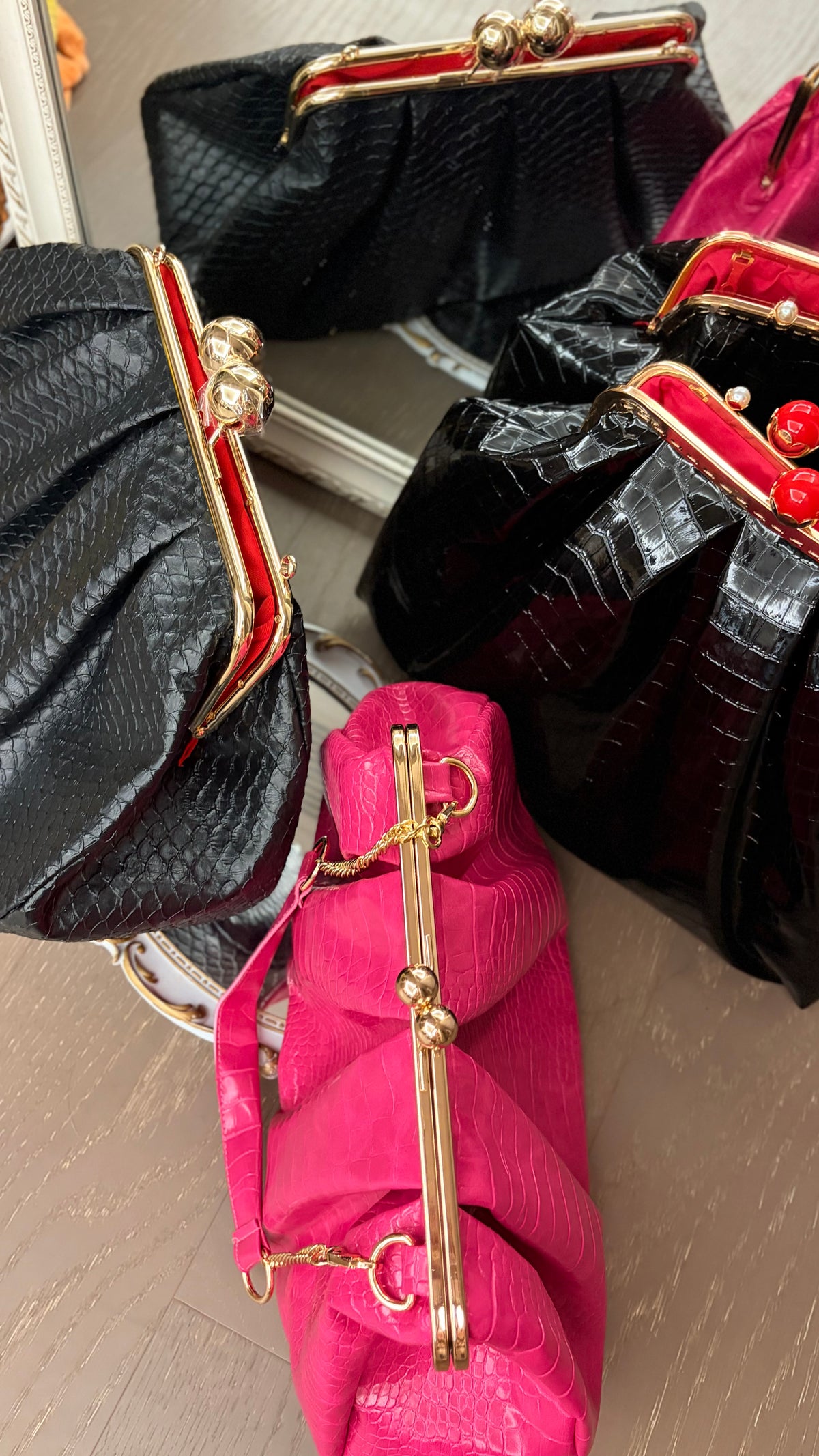 Hot Pink Bag,Puffy Shape Clutch