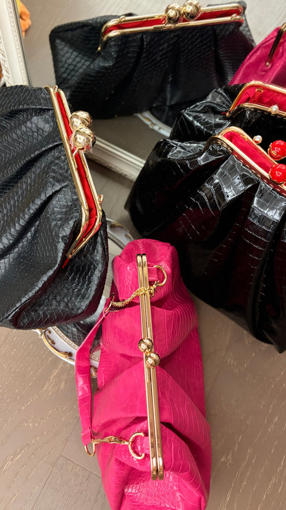 Hot Pink Bag,Puffy Shape Clutch