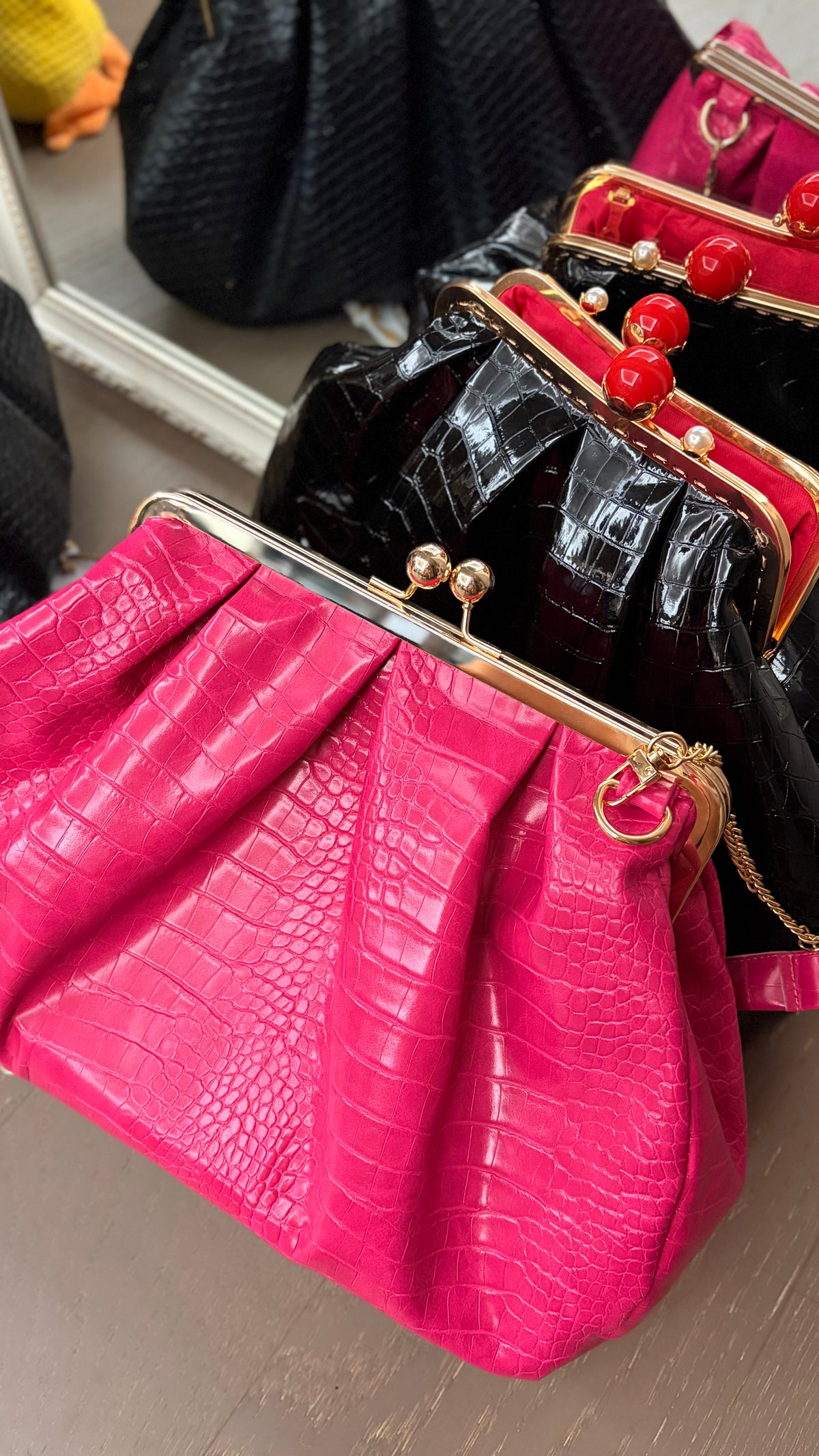 Hot Pink Bag,Puffy Shape Clutch