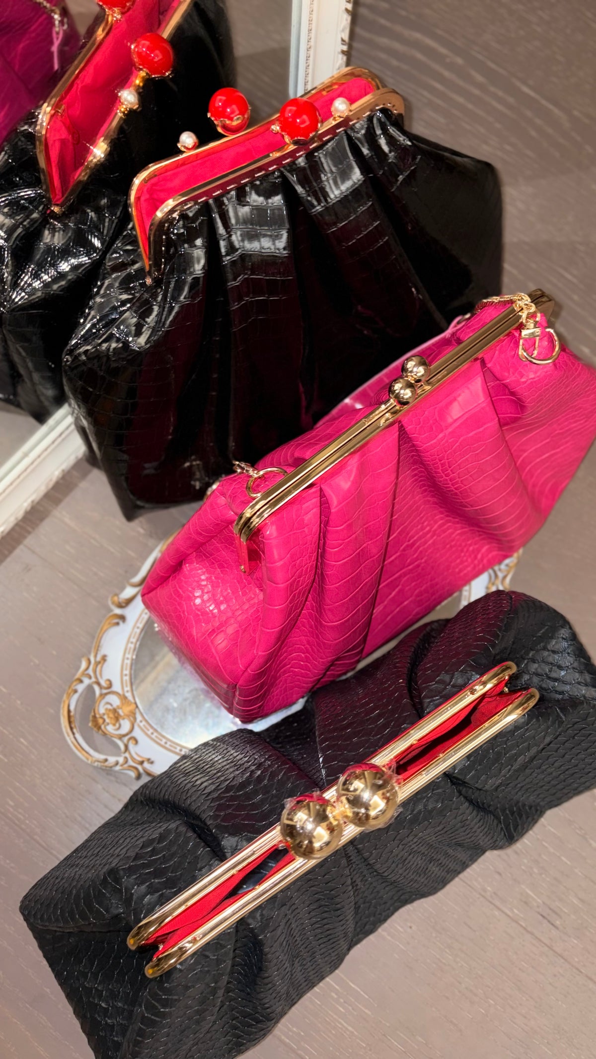 Hot Pink Bag,Puffy Shape Clutch