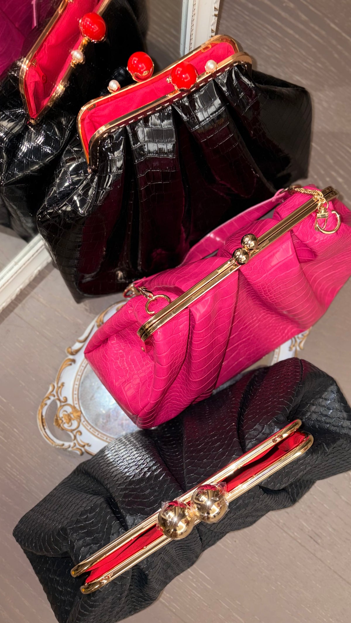 Hot Pink Bag,Puffy Shape Clutch