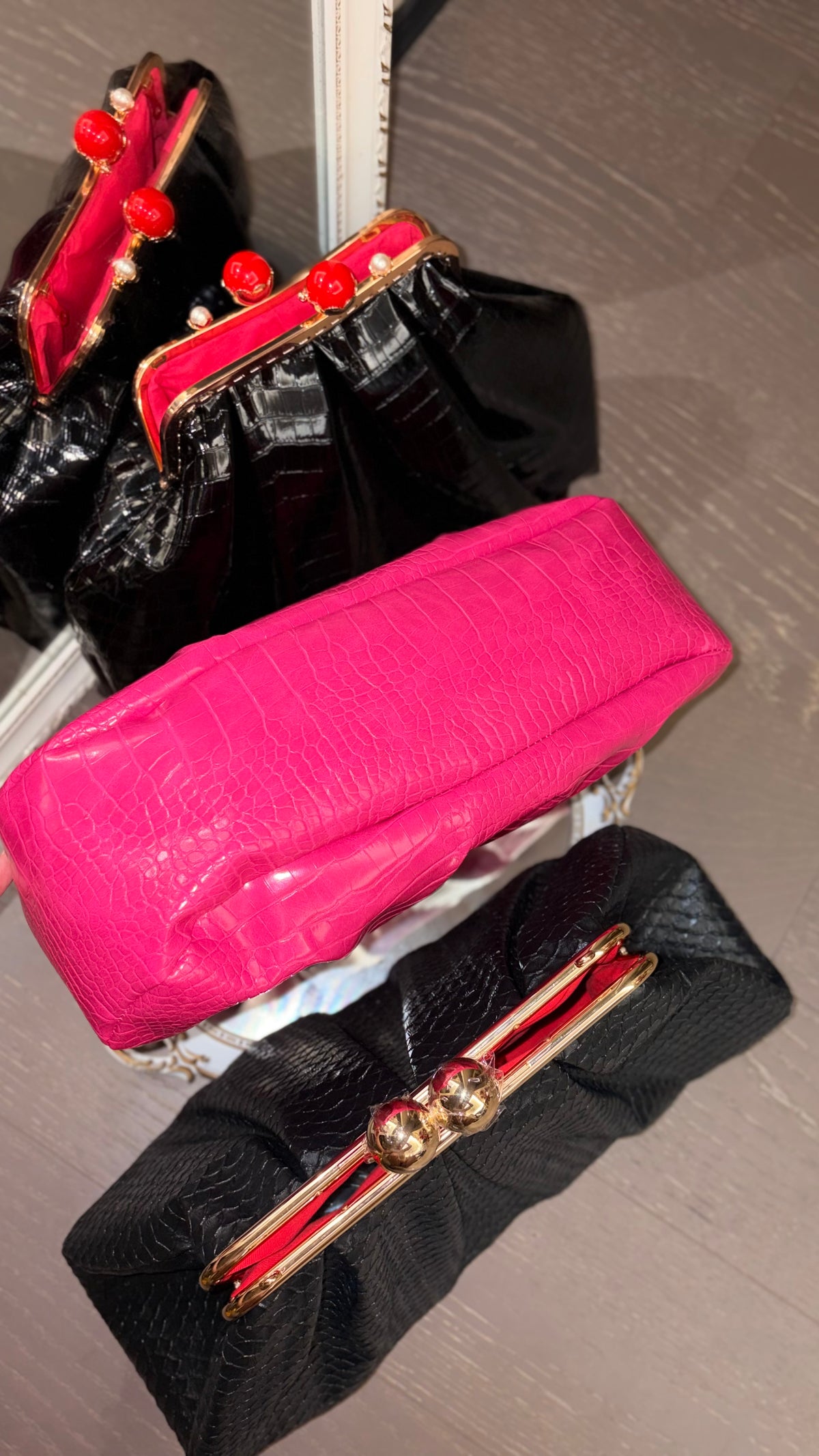 Hot Pink Bag,Puffy Shape Clutch