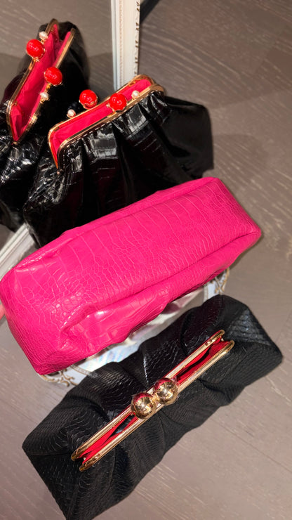 Hot Pink Bag,Puffy Shape Clutch
