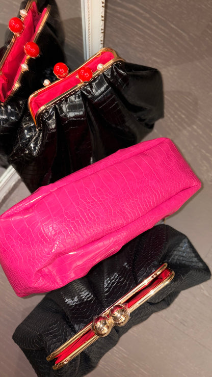 Hot Pink Bag,Puffy Shape Clutch