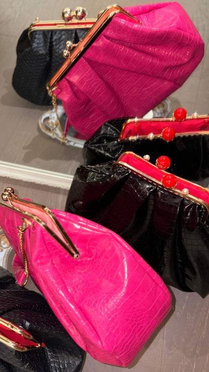 Hot Pink Bag,Puffy Shape Clutch