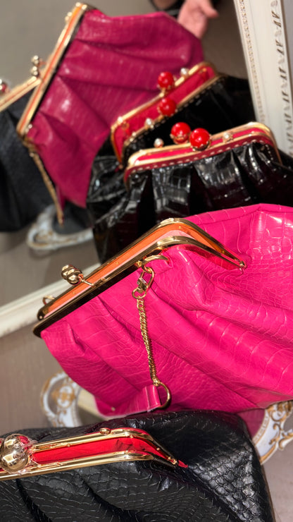 Hot Pink Bag,Puffy Shape Clutch