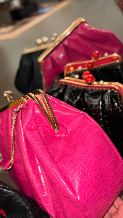 Hot Pink Bag,Puffy Shape Clutch