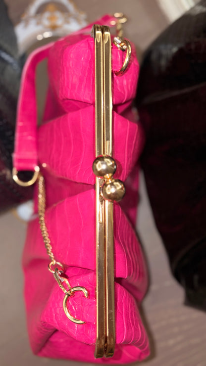 Hot Pink Bag,Puffy Shape Clutch