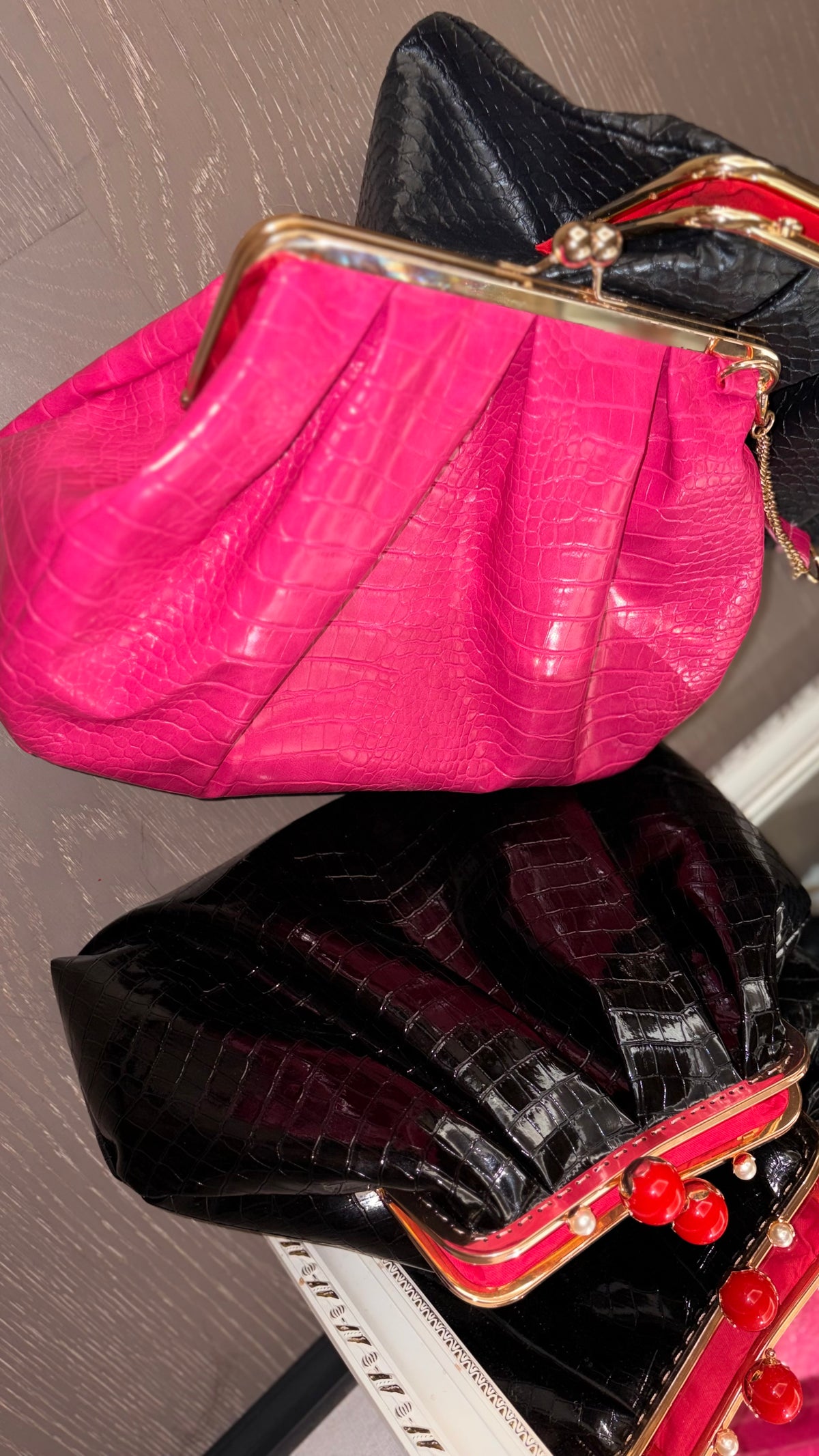 Hot Pink Bag,Puffy Shape Clutch