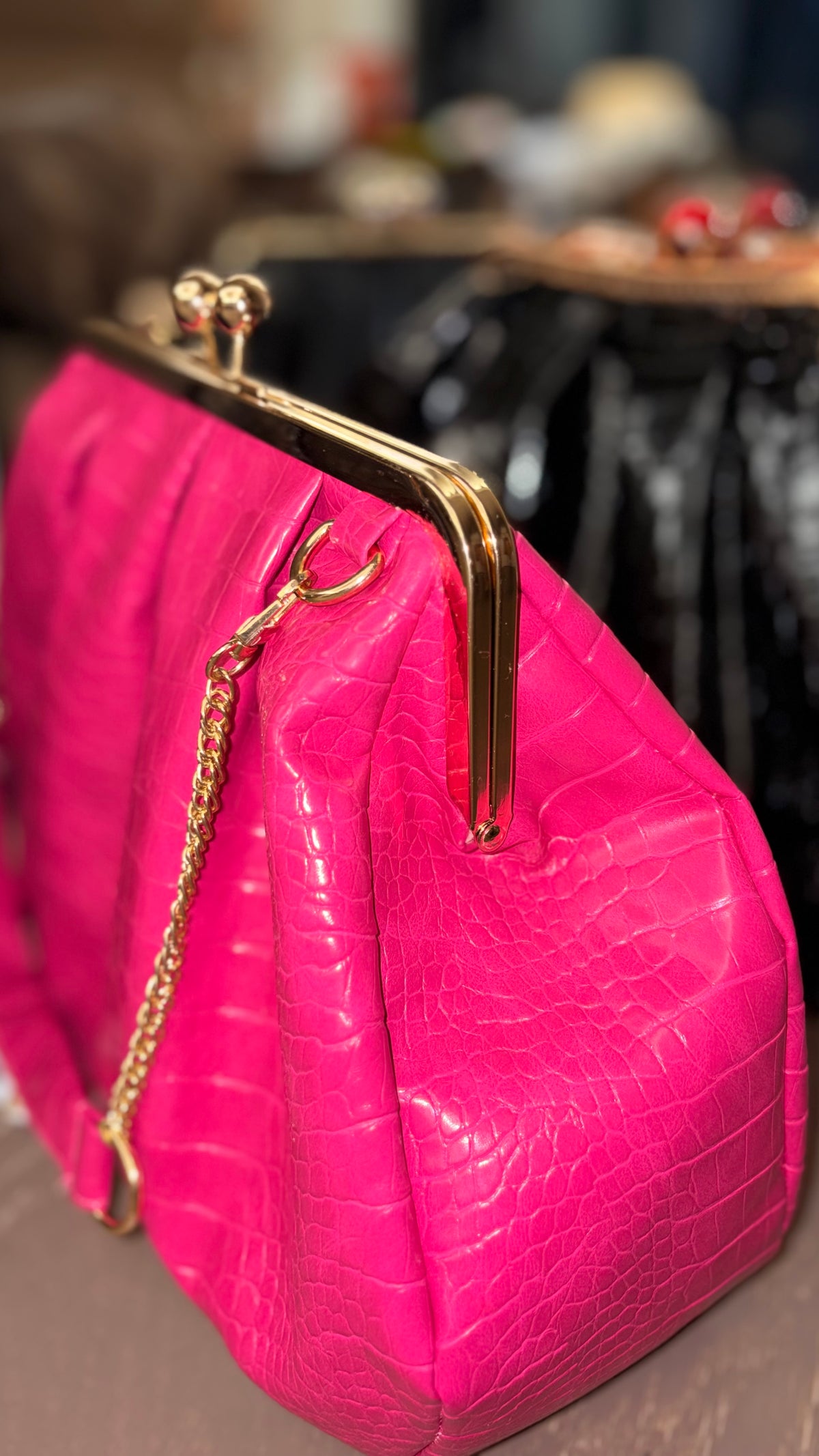 Hot Pink Bag,Puffy Shape Clutch