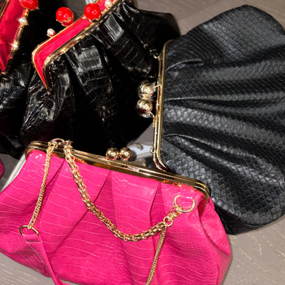 Hot Pink Bag,Puffy Shape Clutch