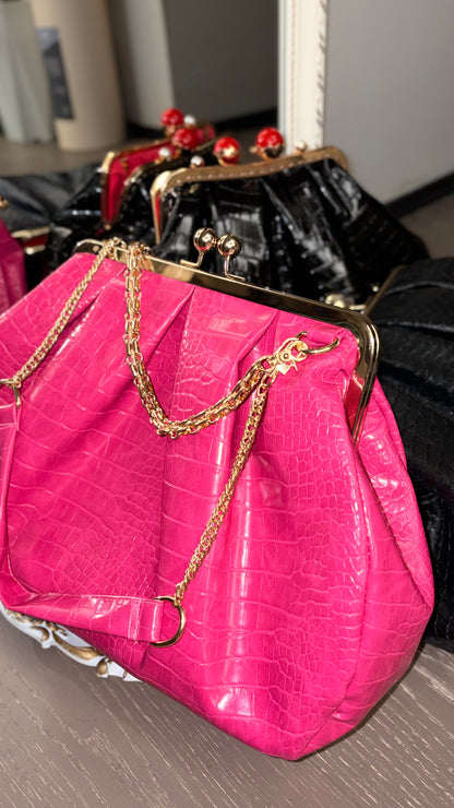 Hot Pink Bag,Puffy Shape Clutch
