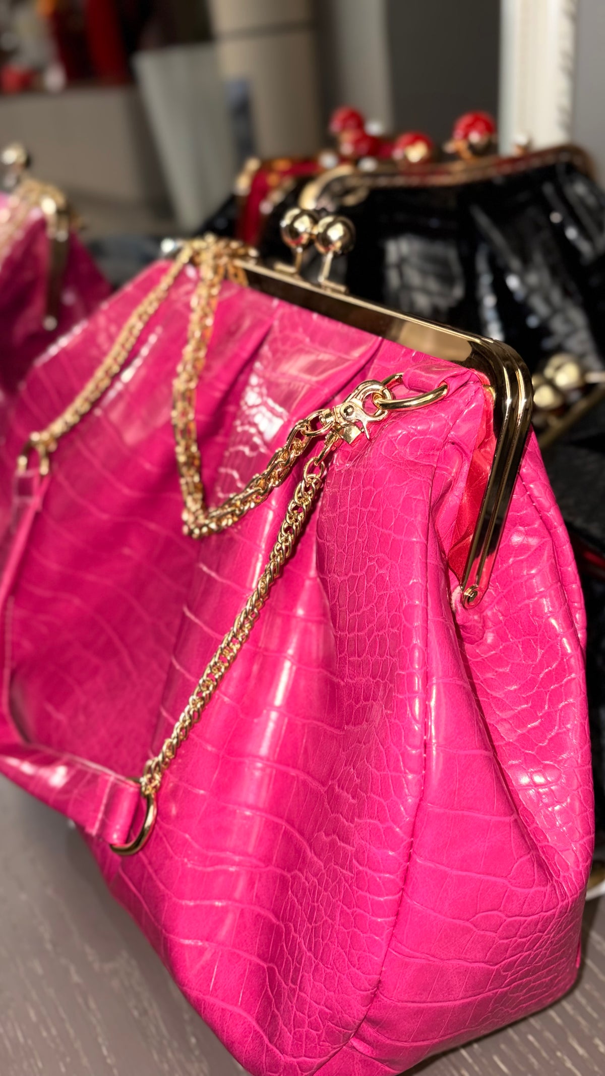 Hot Pink Bag,Puffy Shape Clutch