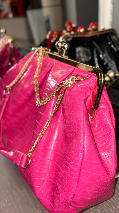 Hot Pink Bag,Puffy Shape Clutch